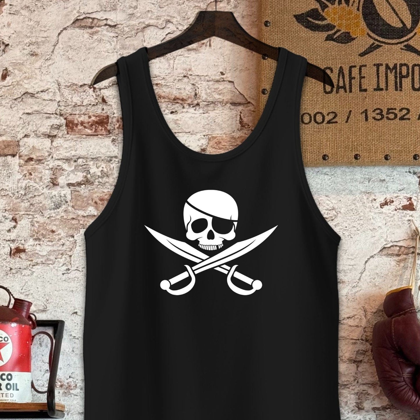 Tank Top / S / Black Skull and Crossbones Shirt