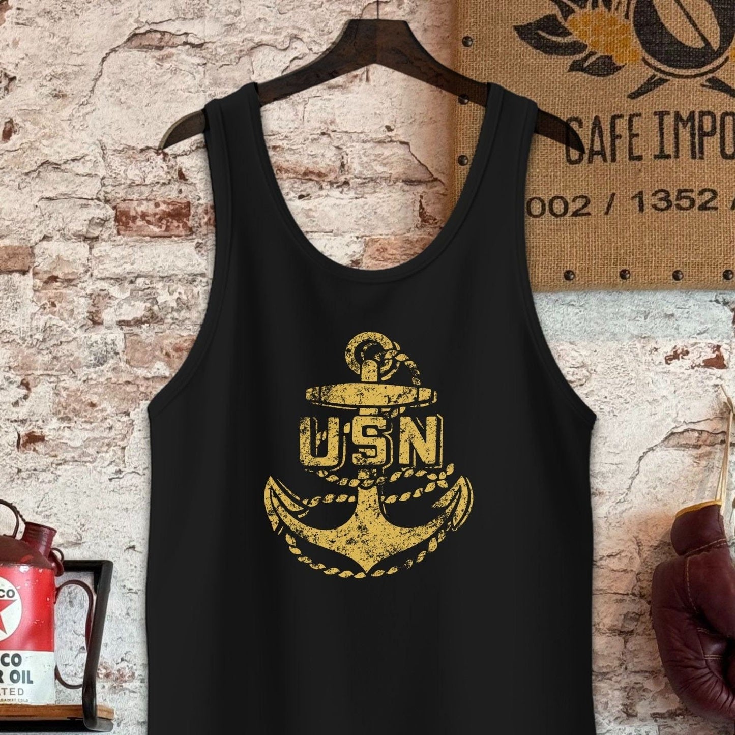 Tank Top / S / Black USN Anchor Shirt