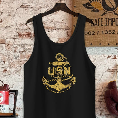 Tank Top / S / Black USN Anchor Shirt