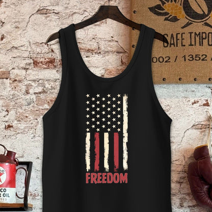 Tank Top / S / Black Vintage Distressed American Flag Freedom Shirt