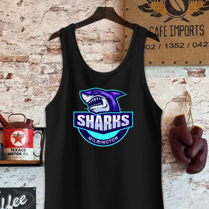 Tank Top / S / Black Wilmington Sharks Sports Team Shirt