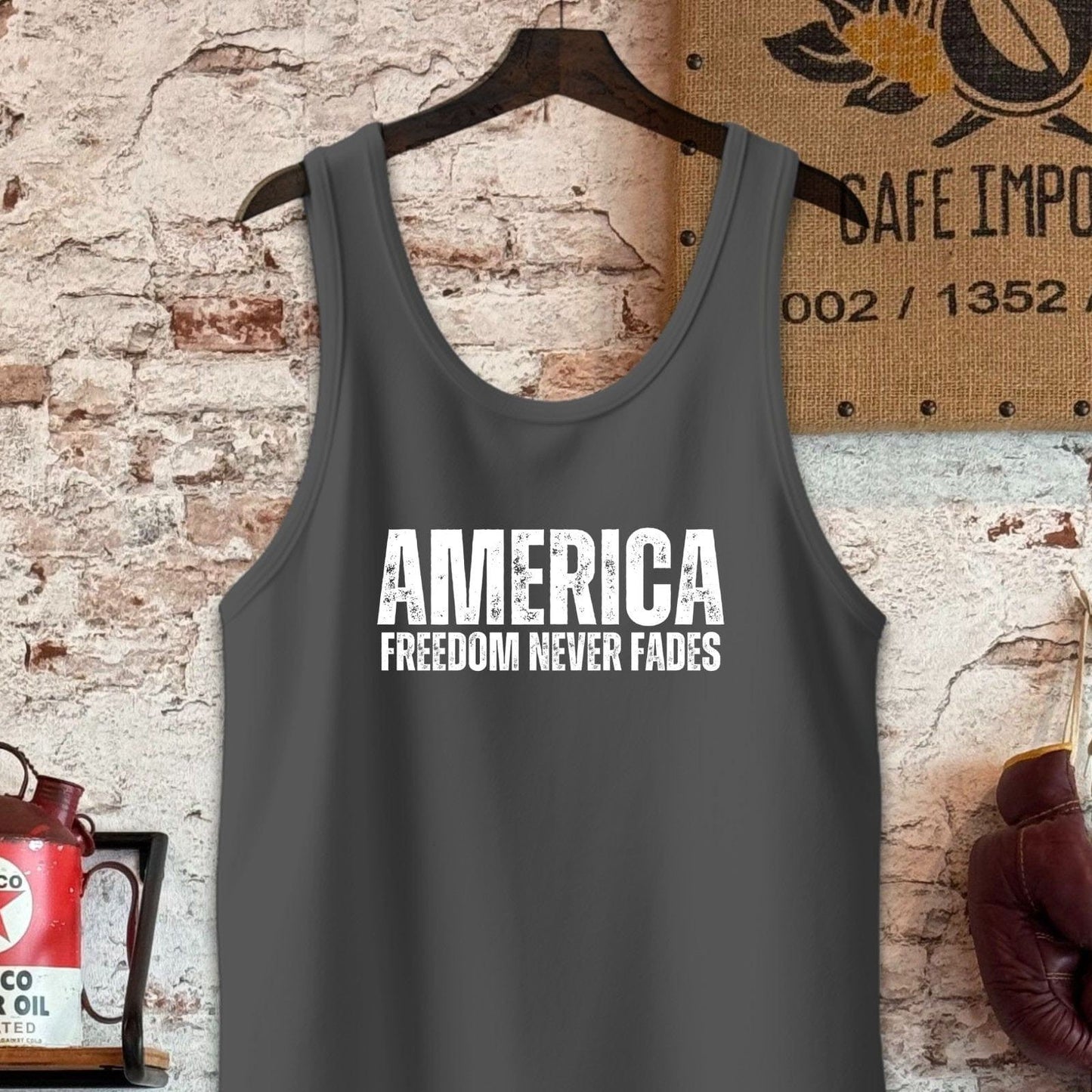 Tank Top / S / Charcoal-Black Triblend America Freedom Never Fades Shirt