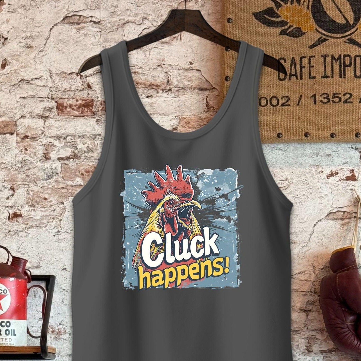 Tank Top / S / Charcoal-Black Triblend Cluck Happens T-Shirt