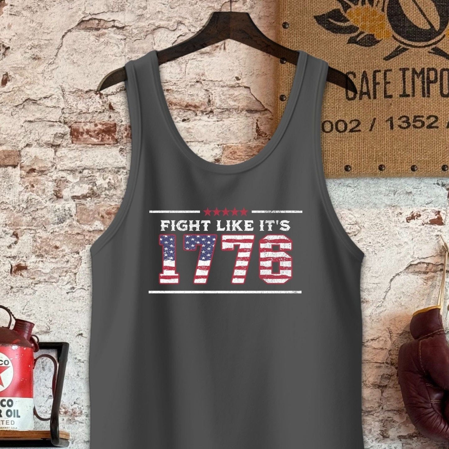 Tank Top / S / Charcoal-Black Triblend Fight Like It's 1776 Patriotic Shirt