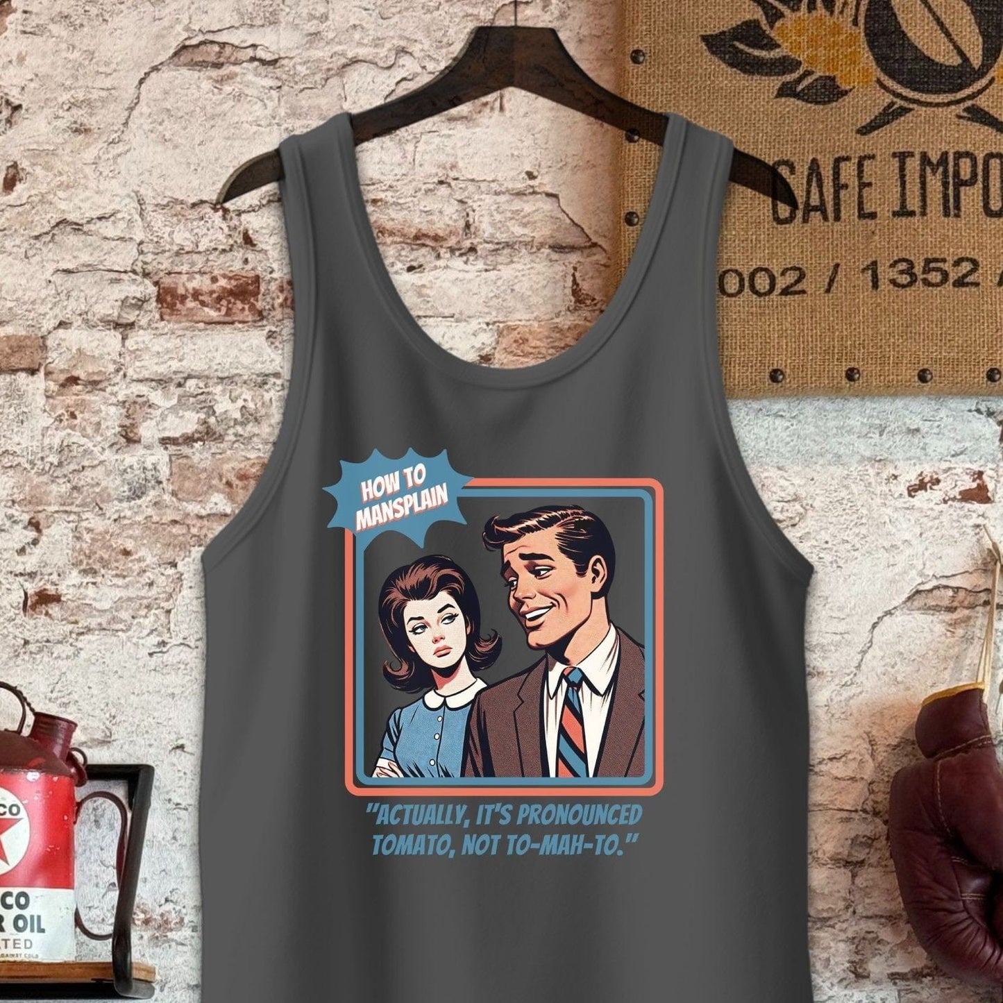 Tank Top / S / Charcoal-Black Triblend Pronounced Tomato- How To Mansplain Shirt