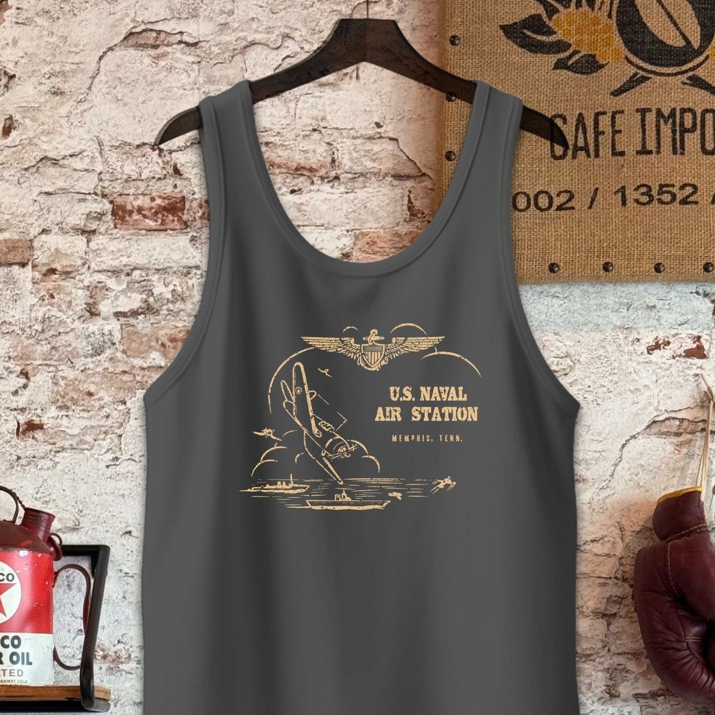 Tank Top / S / Charcoal-Black Triblend U.S. Naval Air Station Shirt