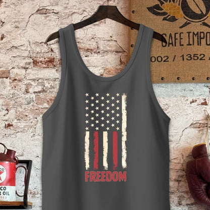 Tank Top / S / Charcoal-Black Triblend Vintage Distressed American Flag Freedom Shirt