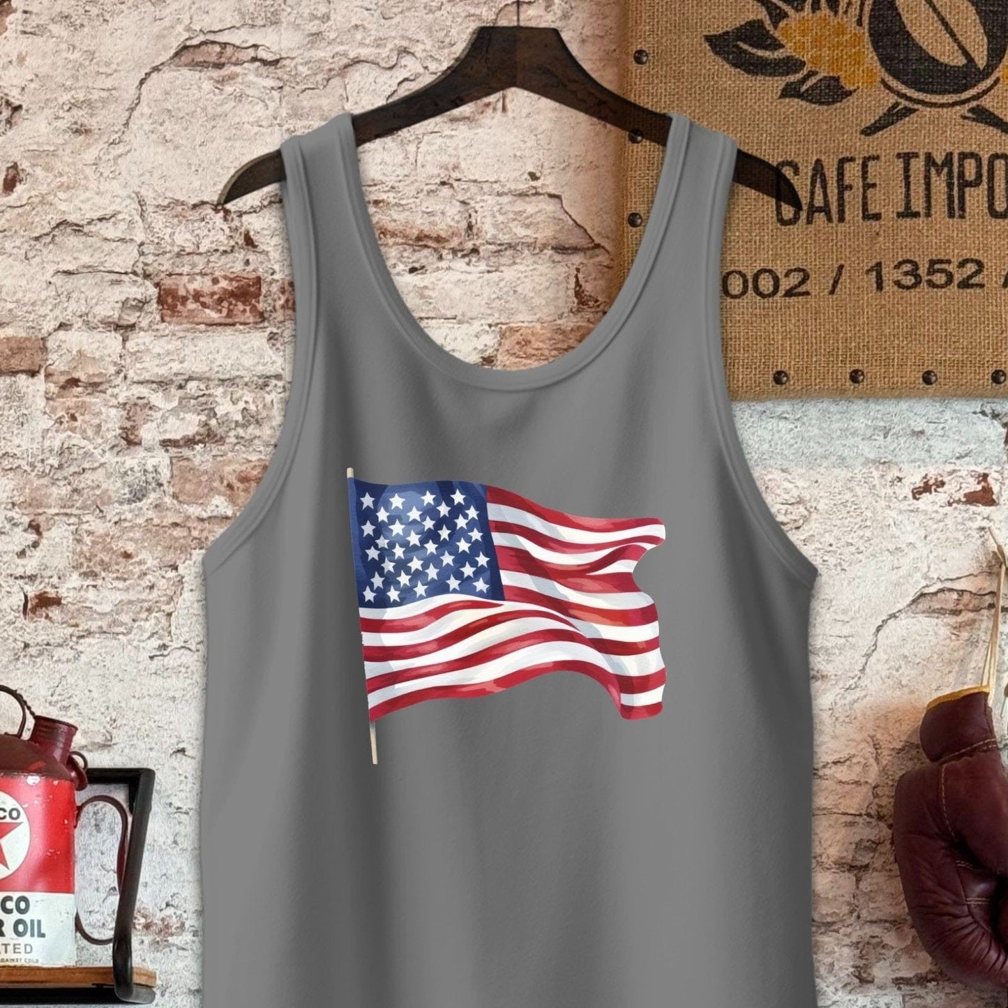 Tank Top / S / Grey Triblend American Flag Shirt