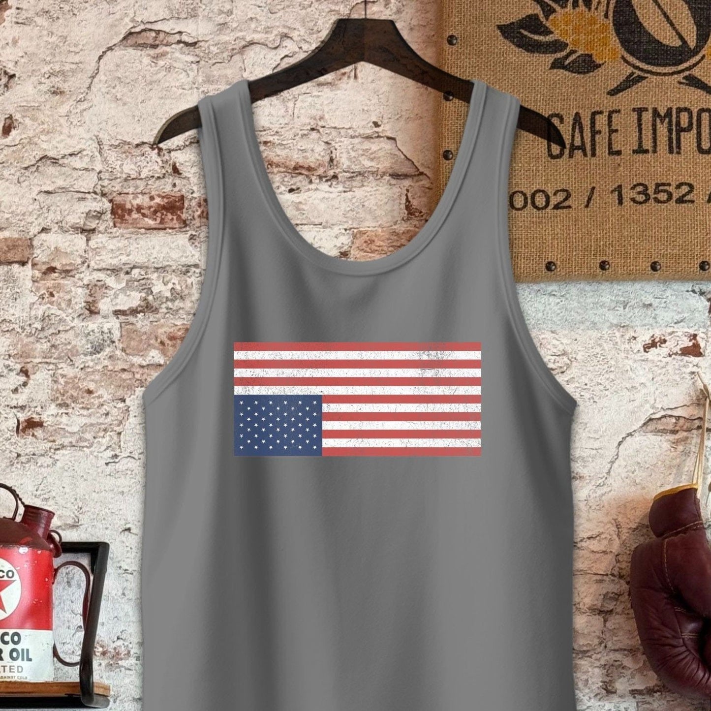 Tank Top / S / Grey Triblend Distressed Upside Down USA Flag Shirt