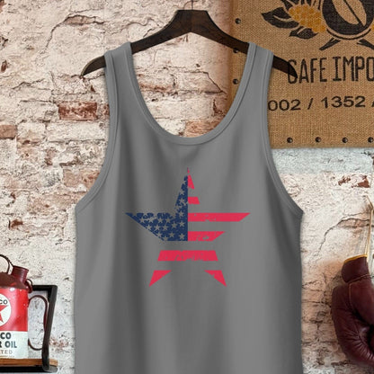 Tank Top / S / Grey Triblend Patriotic American Flag Star Shirt