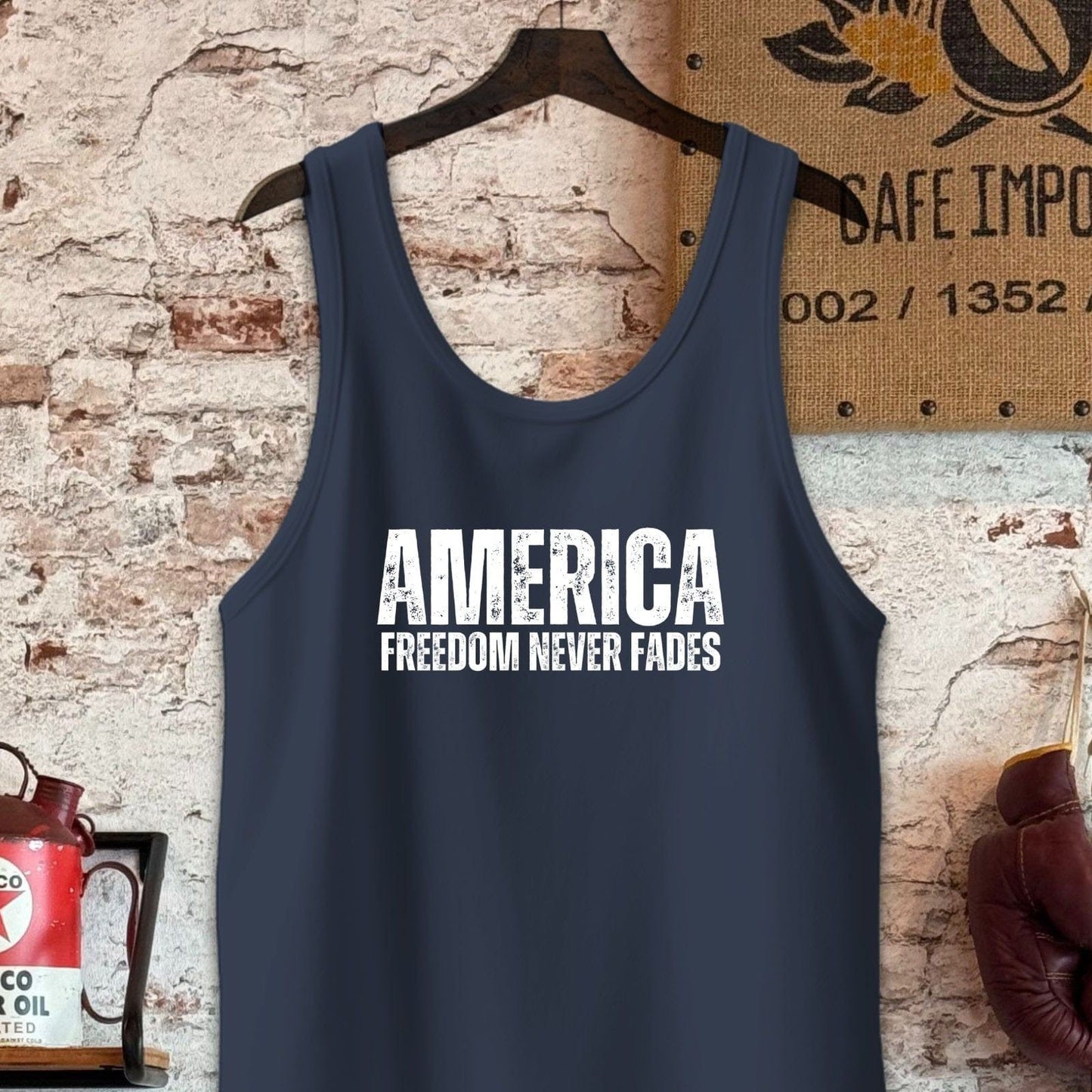 Tank Top / S / Navy America Freedom Never Fades Shirt