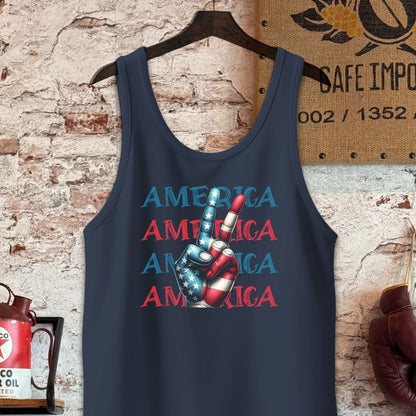 Tank Top / S / Navy America Peace Sign Cool Patriotic Shirt