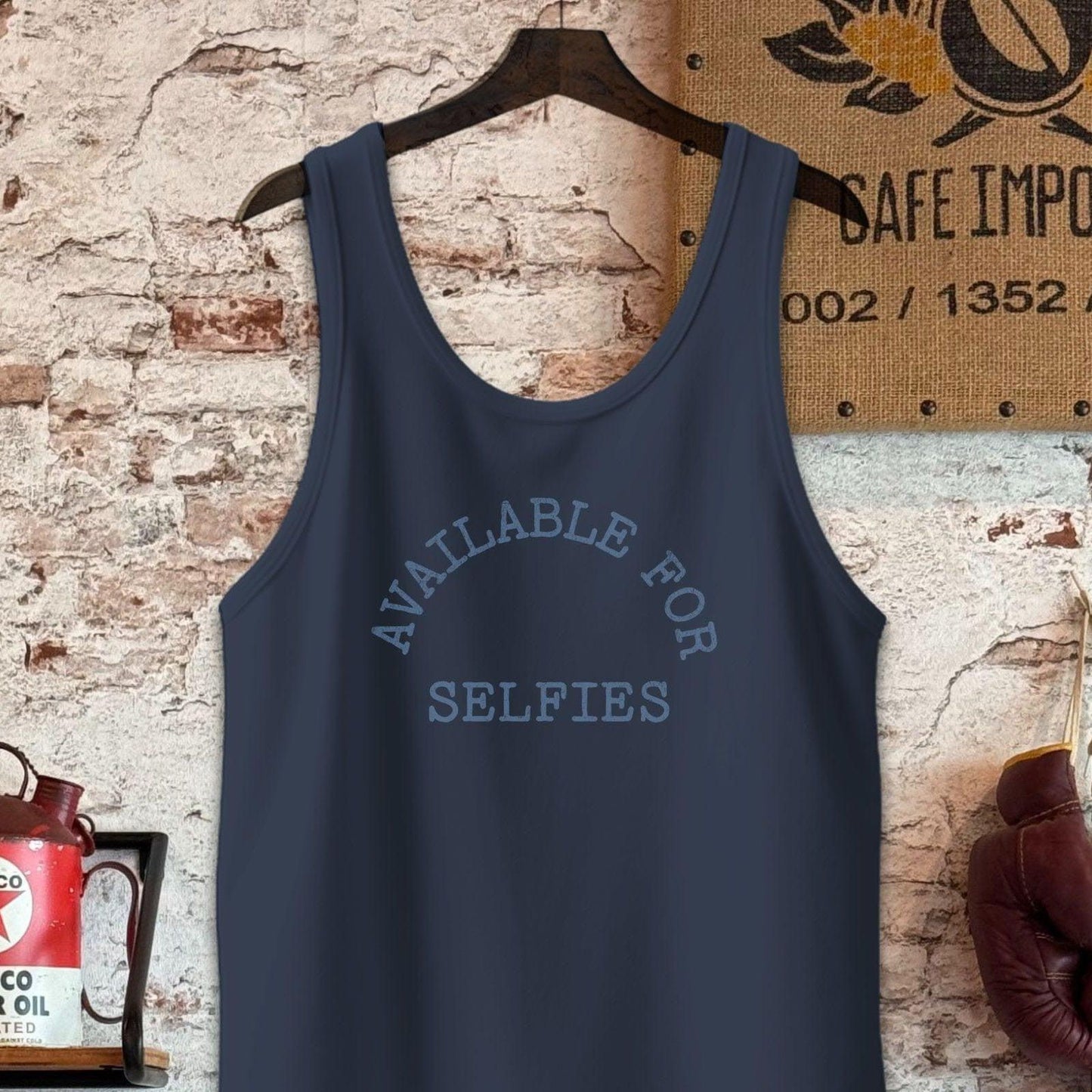 Tank Top / S / Navy Available for Selfies T-Shirt