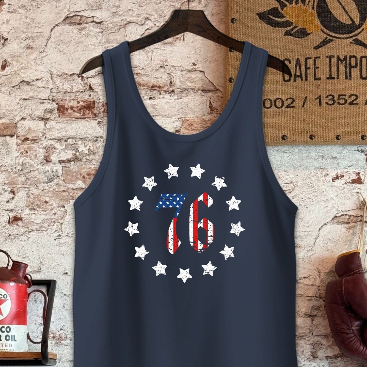 Tank Top / S / Navy Retro American Stars and 76 Shirt