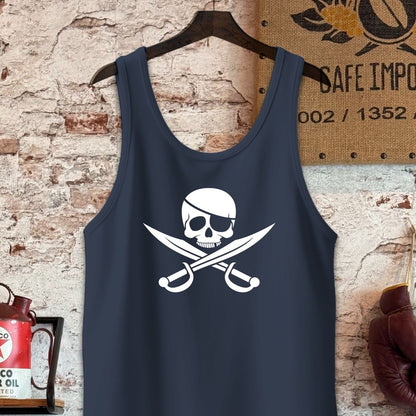 Tank Top / S / Navy Skull and Crossbones Shirt