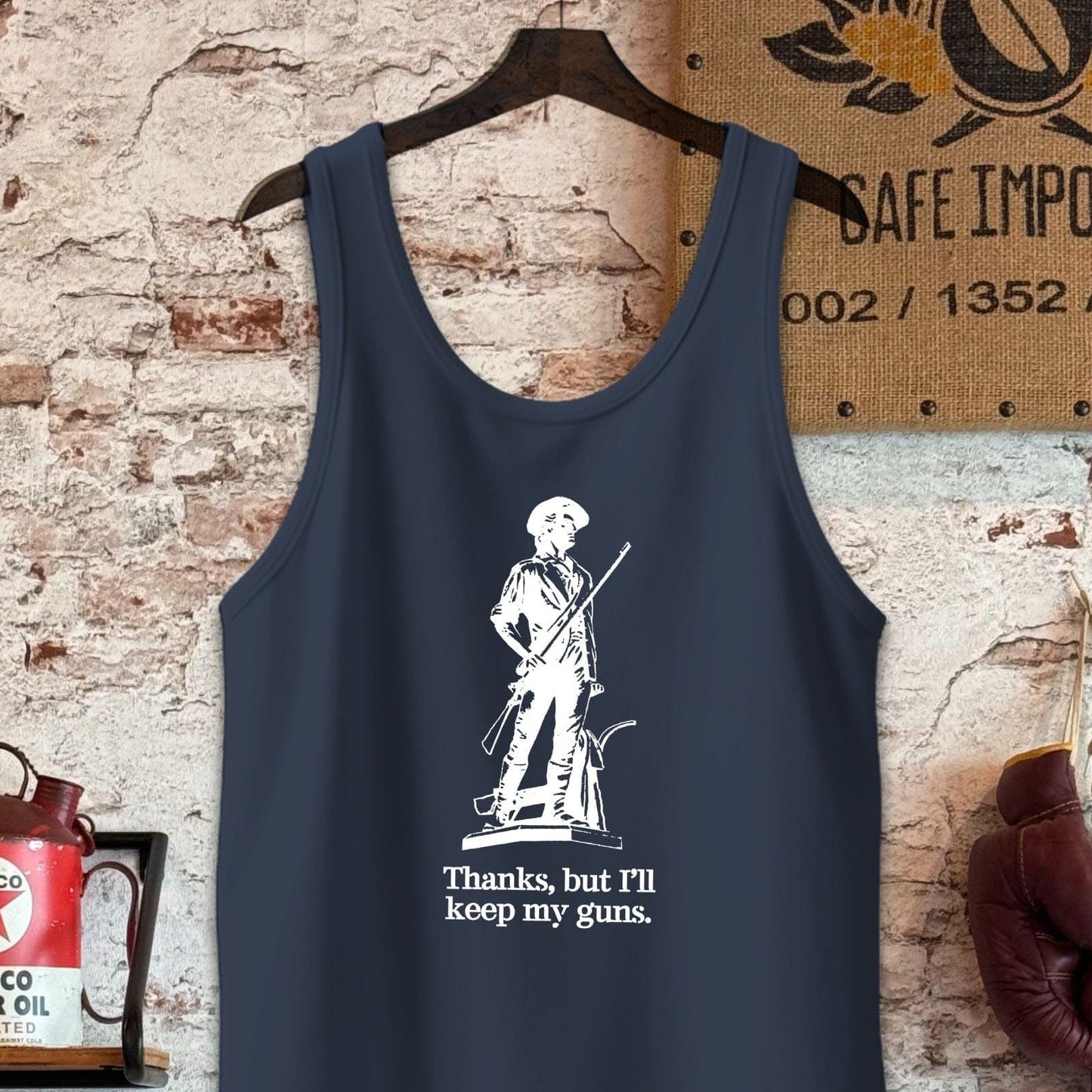 Tank Top / S / Navy Thanks but I'll keep my guns Shirt