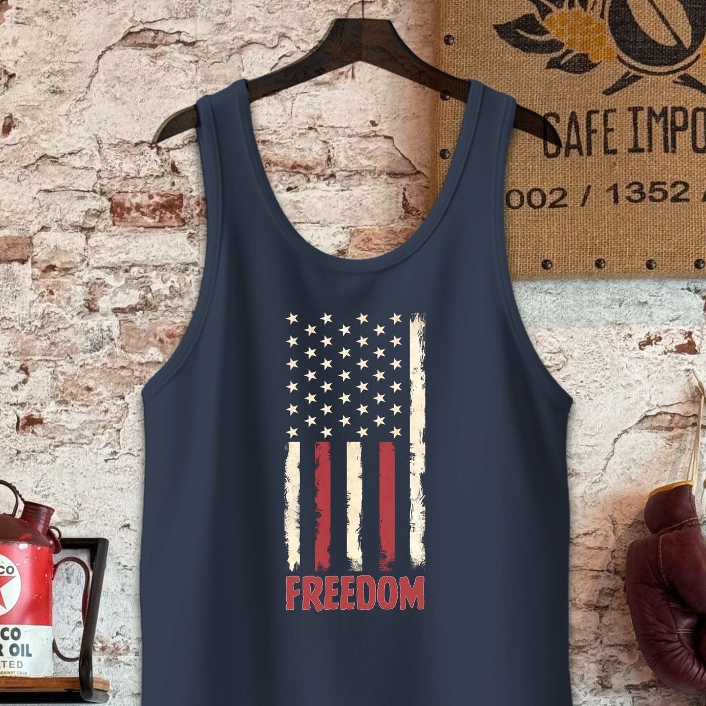 Tank Top / S / Navy Vintage Distressed American Flag Freedom Shirt