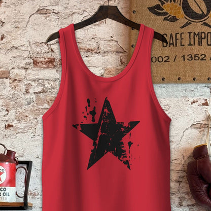 Tank Top / S / Red Distressed Black Star Shirt