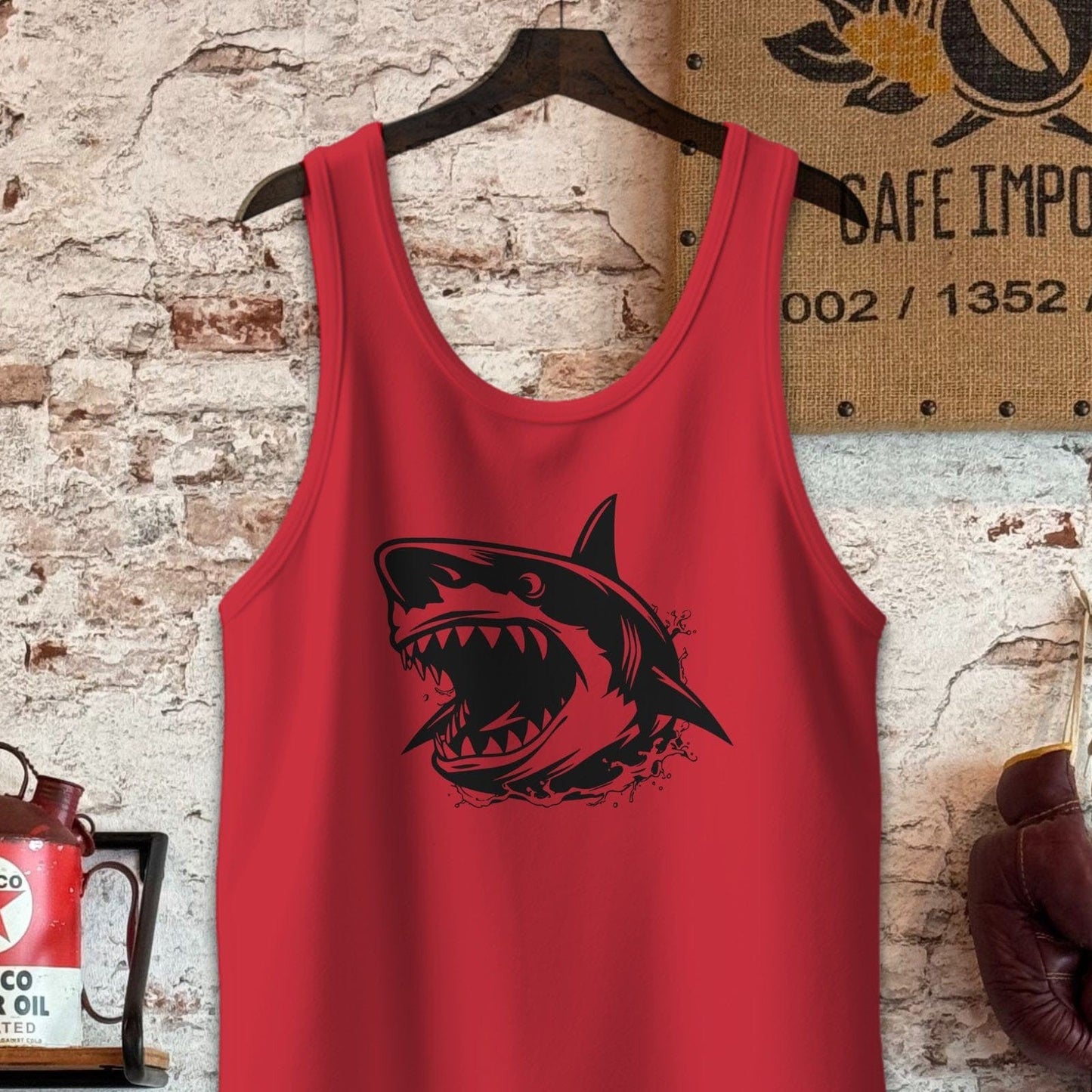 Tank Top / S / Red Ferocious Shark Shirt