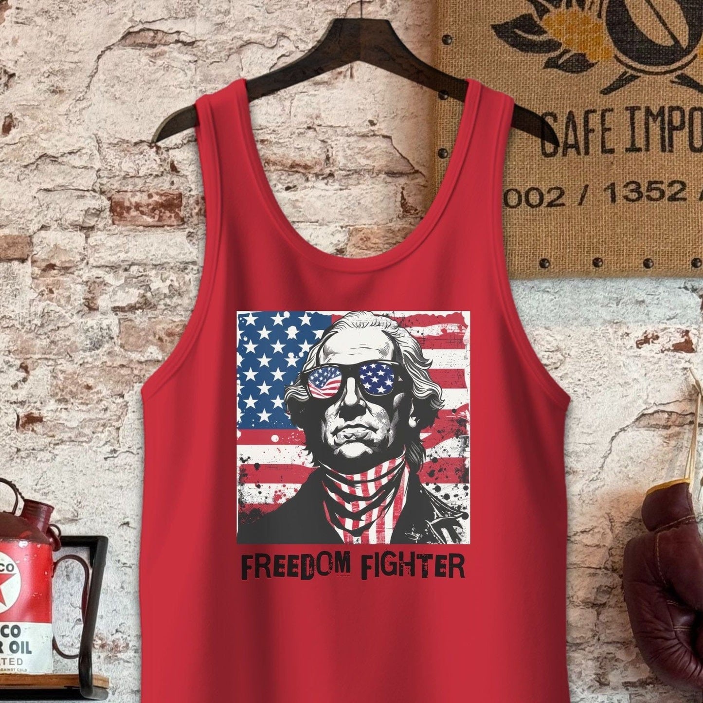 Tank Top / S / Red George Washington Freedom Fighter Shirt