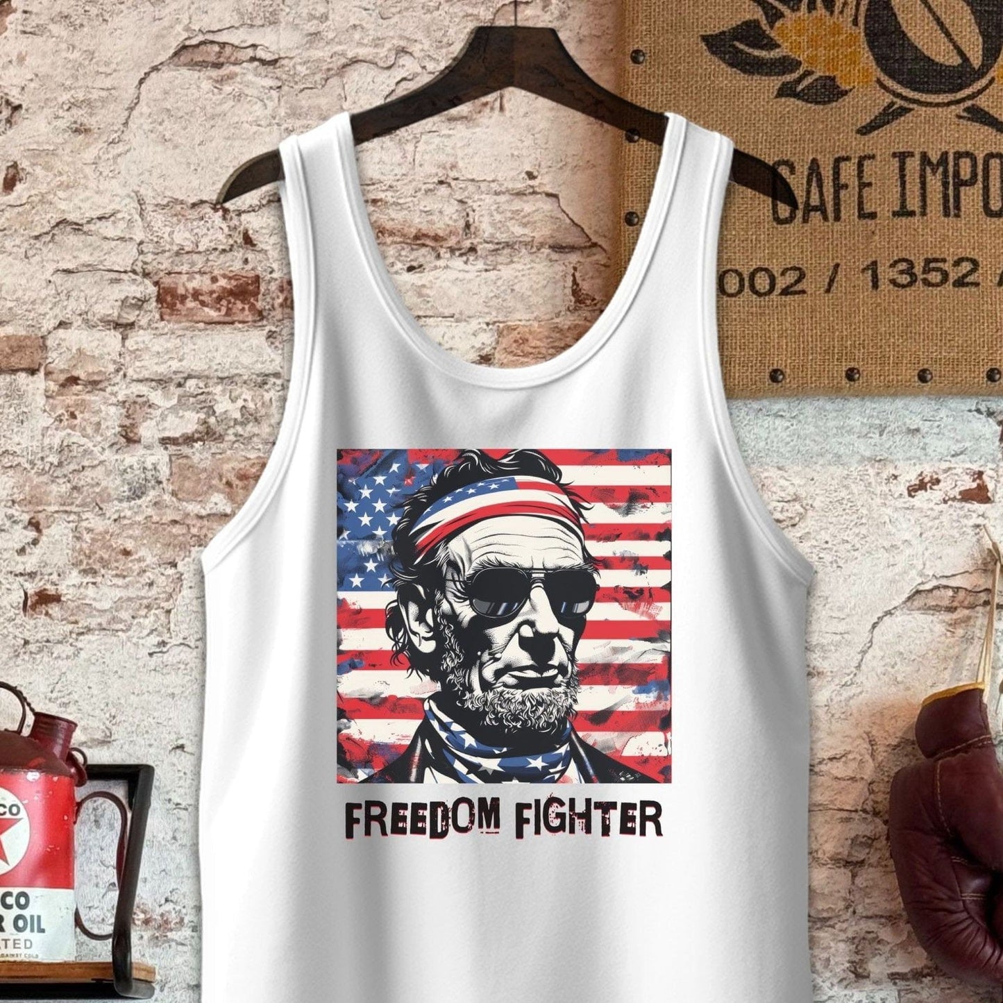 Tank Top / S / White Abraham Lincoln Freedom Fighter Shirt