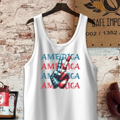 Tank Top / S / White America Peace Sign Cool Patriotic Shirt