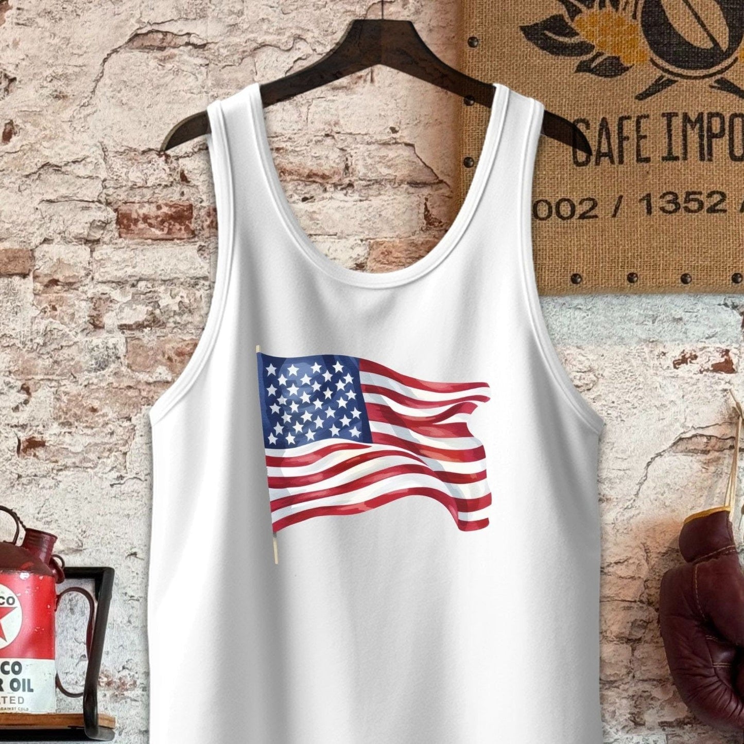 Tank Top / S / White American Flag Shirt