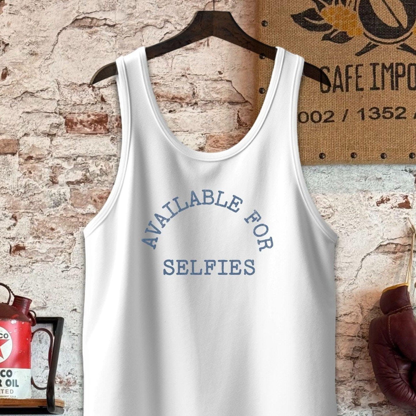 Tank Top / S / White Available for Selfies T-Shirt