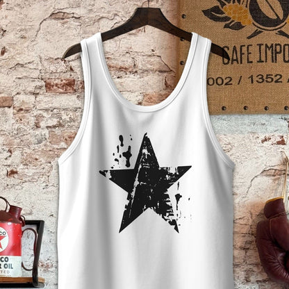 Tank Top / S / White Distressed Black Star Shirt