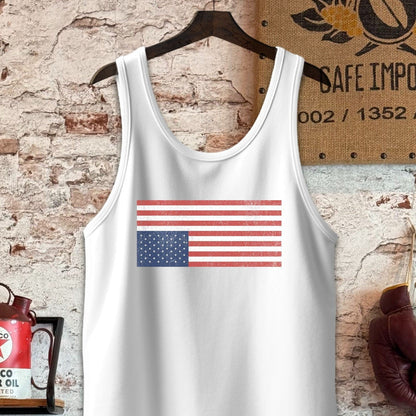 Tank Top / S / White Distressed Upside Down USA Flag Shirt