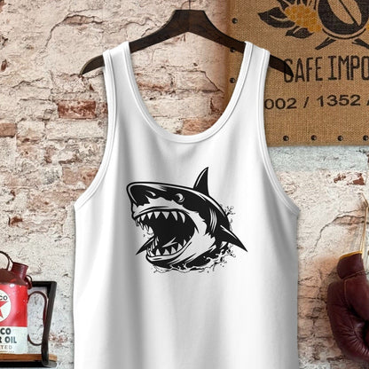 Tank Top / S / White Ferocious Shark Shirt