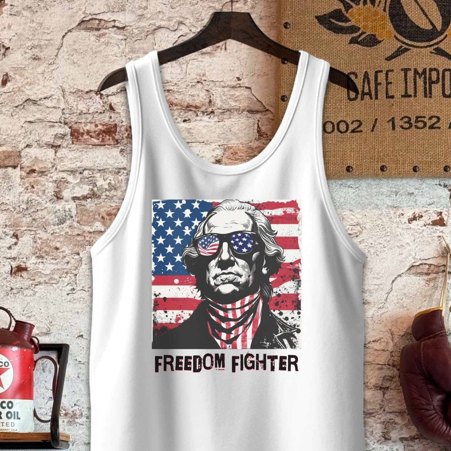 Tank Top / S / White George Washington Freedom Fighter Shirt