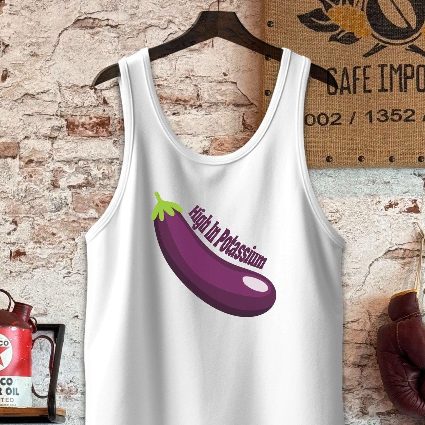 Tank Top / S / White High In Potassium Eggplant T-Shirt