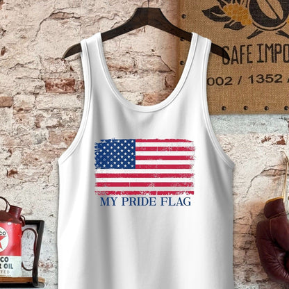 Tank Top / S / White My Pride Flag American Flag Shirt