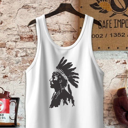 Tank Top / S / White Native American Warrior Headdress Shirt