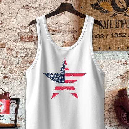 Tank Top / S / White Patriotic American Flag Star Shirt