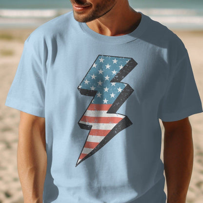 Vintage American Flag Lightning Bolt Shirt