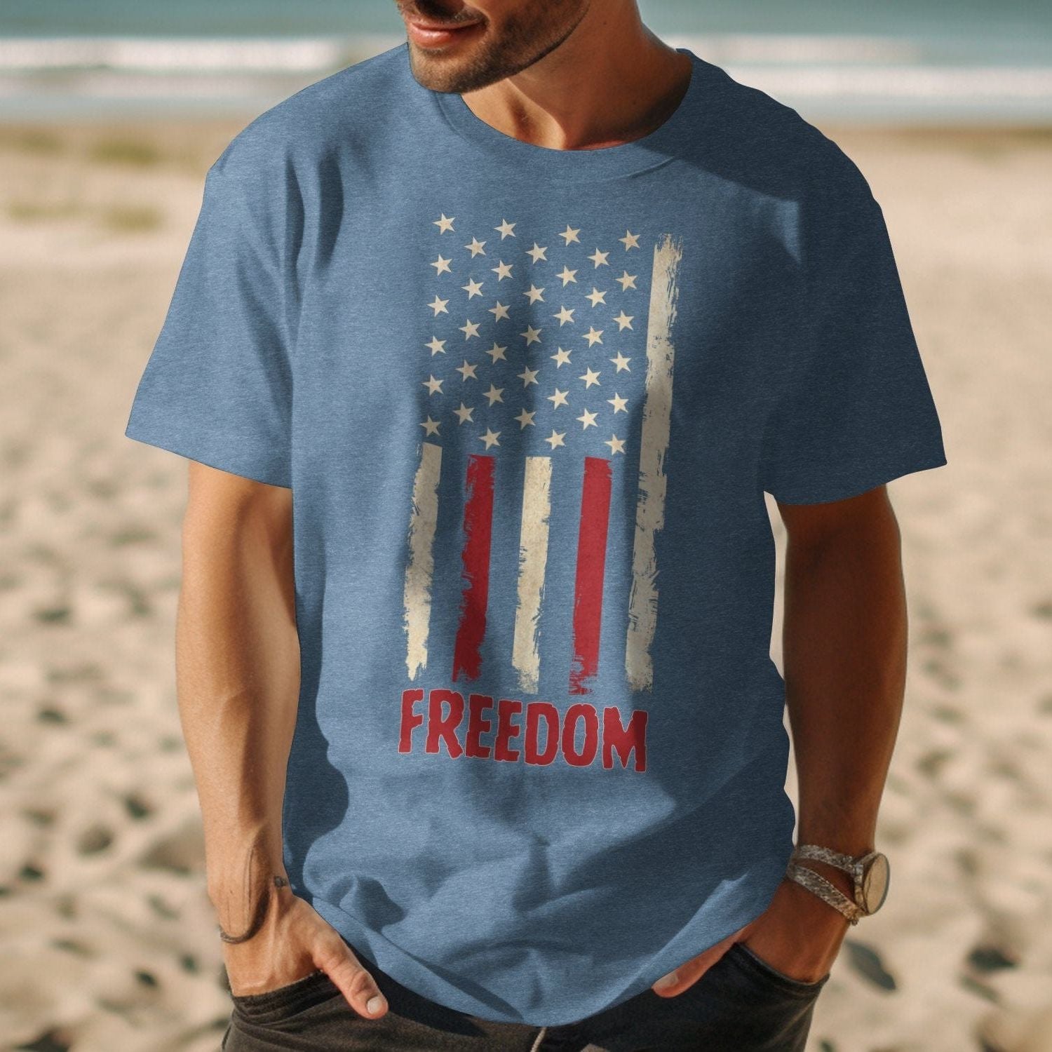 Vintage Distressed American Flag Freedom Shirt